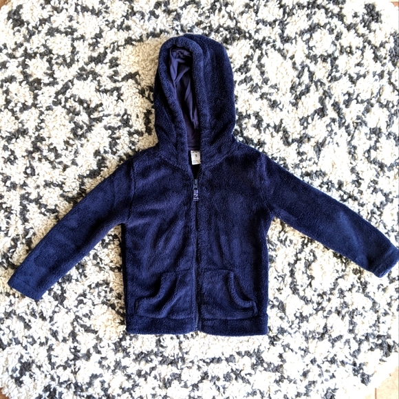 EUC Carter's Navy Blue Fleece-like Zip Hoodie Jacket 5T - Picture 1 of 4